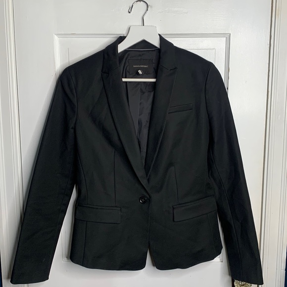 Banana Republic Women’s Black One-Button Notched Collar Blazer Jacket Size 6 - Picture 2 of 11